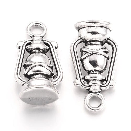 ZM402 Zawieszka metalowa lampa natfowa 10x20mm 5szt stare srebro