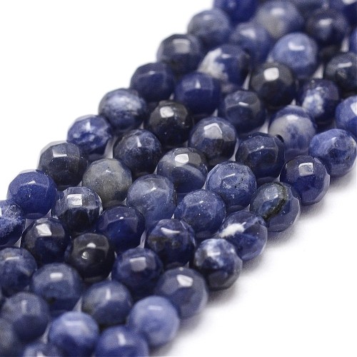 SDT13 Sodalit kamień naturalny koraliki kule 4mm fasetowany sznur 85szt