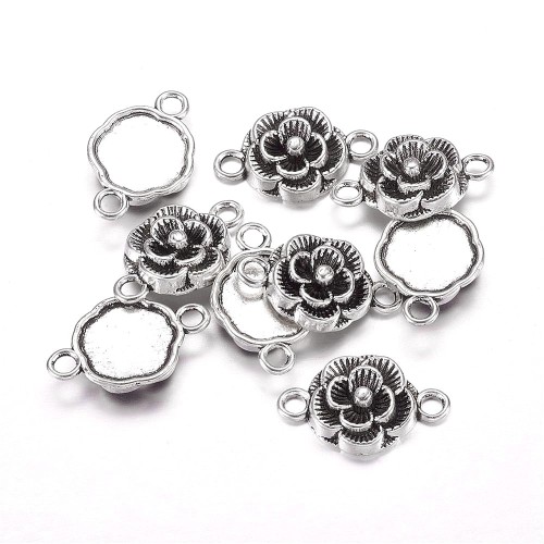 LAC404 Łącznik metalowy ozdobny 19x12mm 5szt. kwiatek kwiatuszek