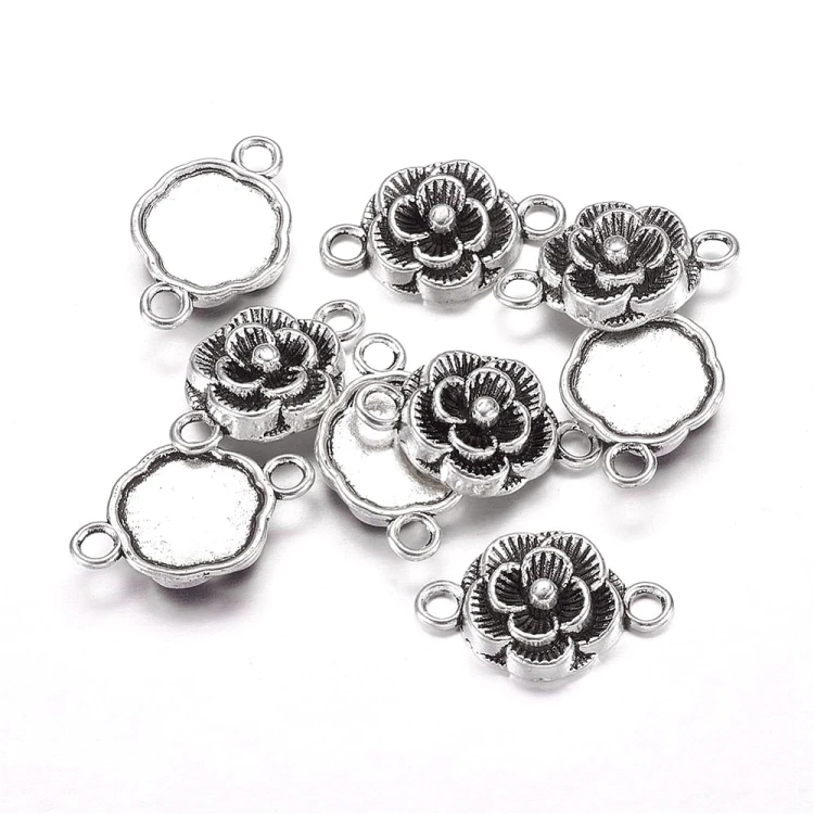 LAC404 Łącznik metalowy ozdobny 19x12mm 5szt. kwiatek kwiatuszek
