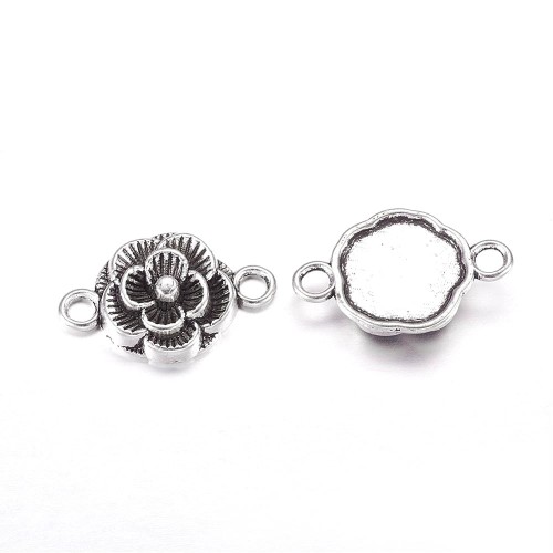 LAC404 Łącznik metalowy ozdobny 19x12mm 5szt. kwiatek kwiatuszek