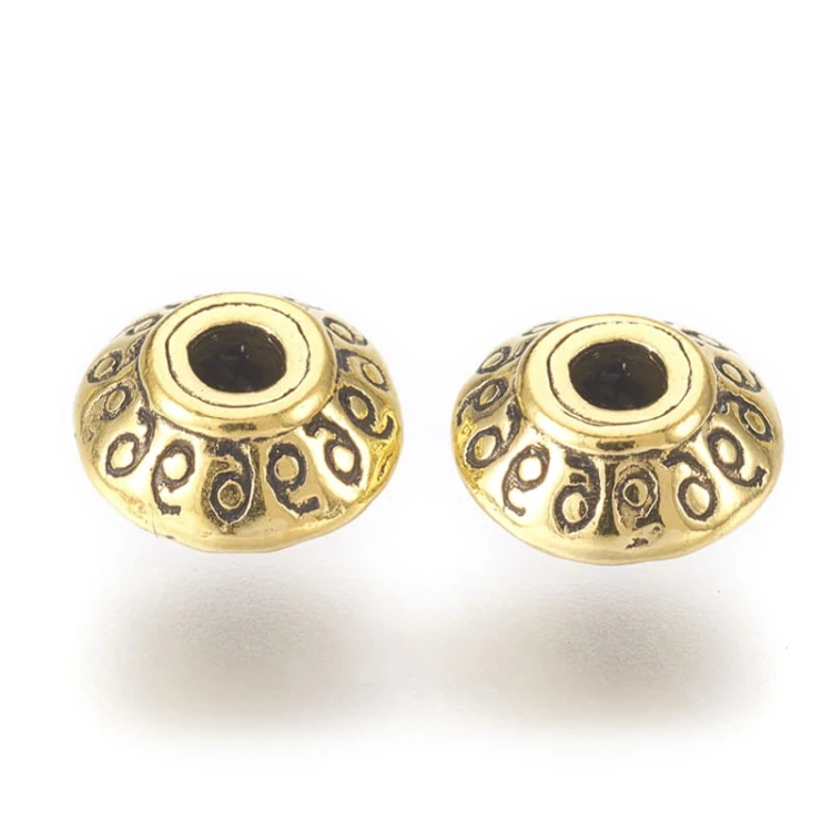 PRM665 Przekładka metalowa dysk 6,7x3,6mm 5szt antyczne złoto