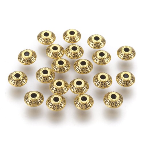 PRM665 Przekładka metalowa dysk 6,7x3,6mm 5szt antyczne złoto