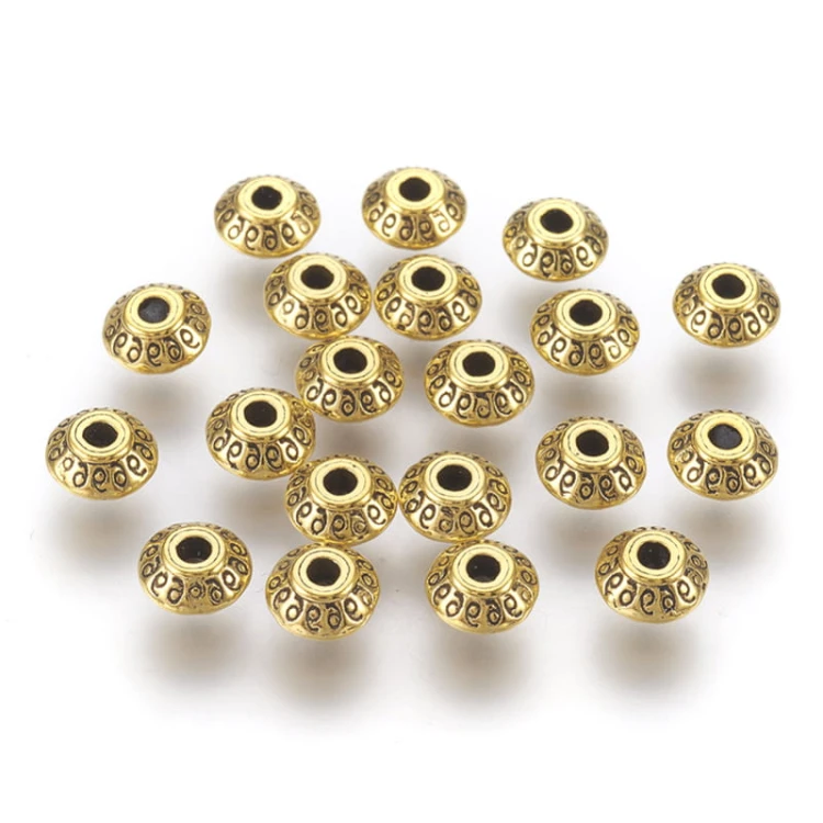 PRM665 Przekładka metalowa dysk 6,7x3,6mm 5szt antyczne złoto