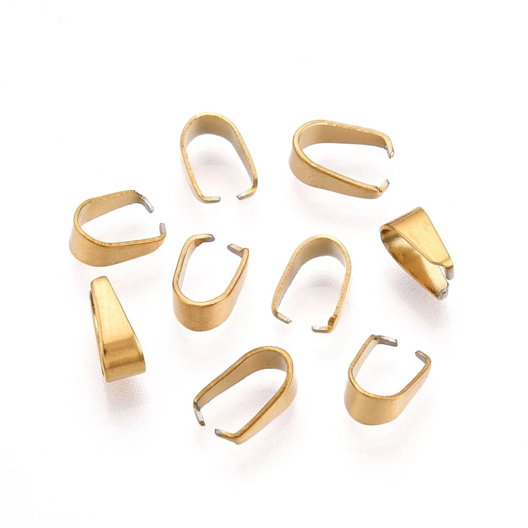 LAP160 Krawatka podwieszka 3x7x6mm 5szt do wisiorków stal nierdzewna IP złota 18K