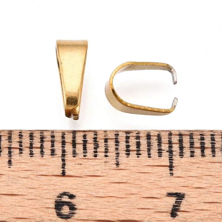 LAP160 Krawatka podwieszka 3x7x6mm 5szt do wisiorków stal nierdzewna IP złota 18K