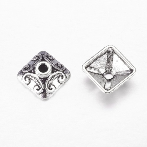 PRM666 Przekładka nakładka ozdobna na koralik 10x10mm 5szt. stare srebro