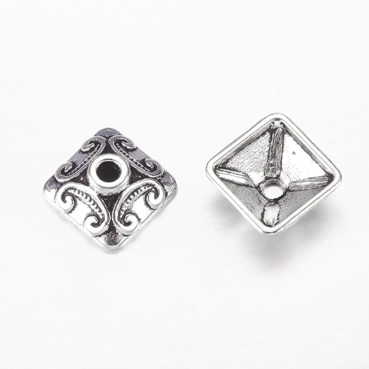 PRM666 Przekładka nakładka ozdobna na koralik 10x10mm 5szt. stare srebro