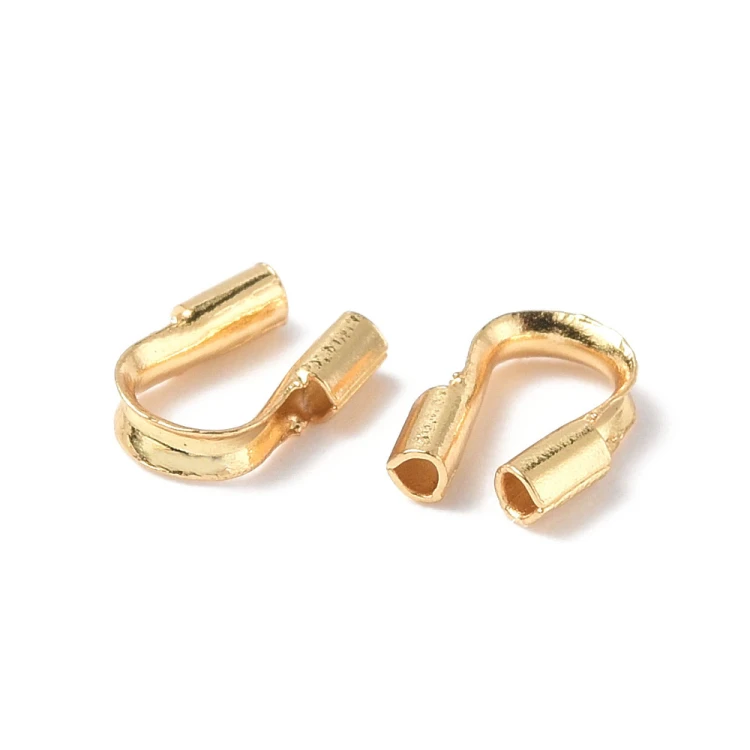 KRZ121 Zakończenia ochronne linki 0,7mm podkówki 5x4,3mm 10szt stal nierdzewna złote 18K