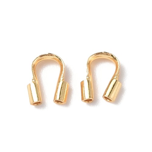 KRZ121 Zakończenia ochronne linki 0,7mm podkówki 5x4,3mm 10szt stal nierdzewna złote 18K