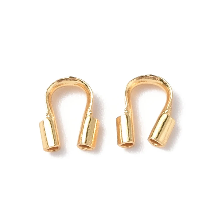 KRZ121 Zakończenia ochronne linki 0,7mm podkówki 5x4,3mm 10szt stal nierdzewna złote 18K