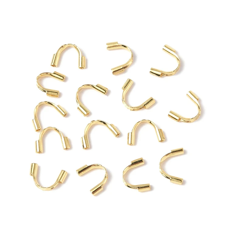 KRZ122 Zakończenia ochronne linki 0,8mm podkówki 6,7x4,5mm 10szt stal nierdzewna złote 18K