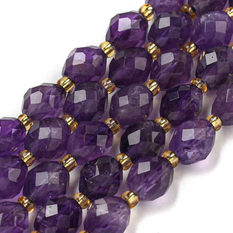 AM55 Ametyst kamień naturalny koraliki oliwka fasetowana 8x7mm sznur 19szt