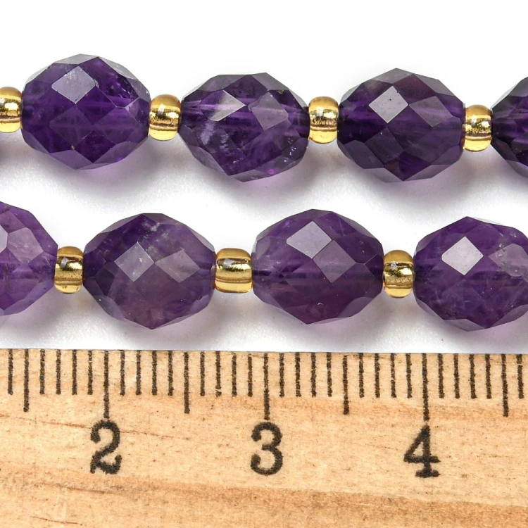 AM55 Ametyst kamień naturalny koraliki oliwka fasetowana 8x7mm sznur 19szt