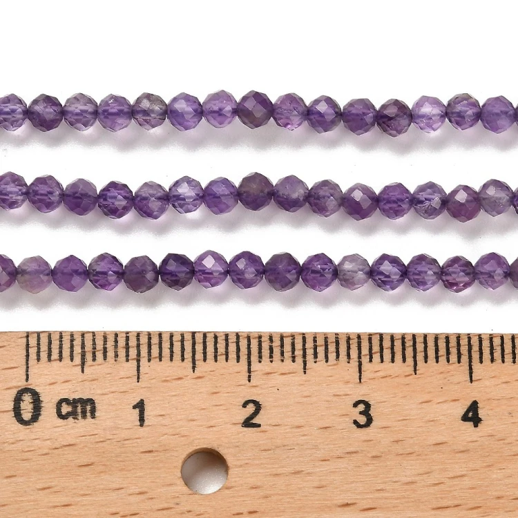 AM56 Ametyst kamień naturalny koraliki kule fasetowane 3mm sznur 135szt