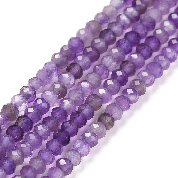 AM58 Ametyst kamień naturalny koraliki oponki 3x2mm fasetowane rondelle sznur 165szt