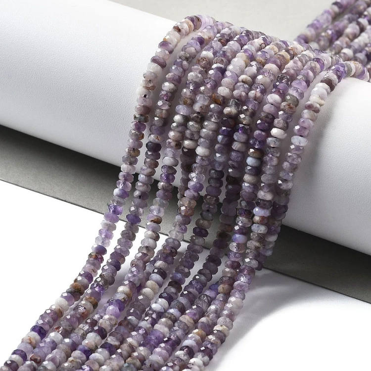 AM59 Ametyst kamień naturalny koraliki oponki 4x2mm fasetowane rondelle sznur 175szt