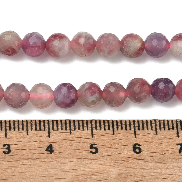 NT42 Turmalin kamień naturalny koraliki kule 6mm fasetowane sznur 68szt. wielokolorowy