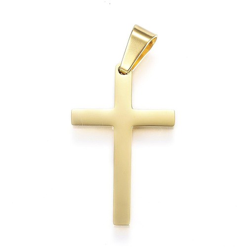 ZSS415 Zawieszka do biżuterii krzyż krzyżyk 20x32mm stal nierdzewna - złoty 18K
