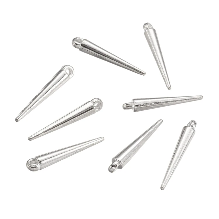 ZM404 Zawieszka metalowa do biżuterii kolec kolce 3x21mm gothic 5szt - srebrne