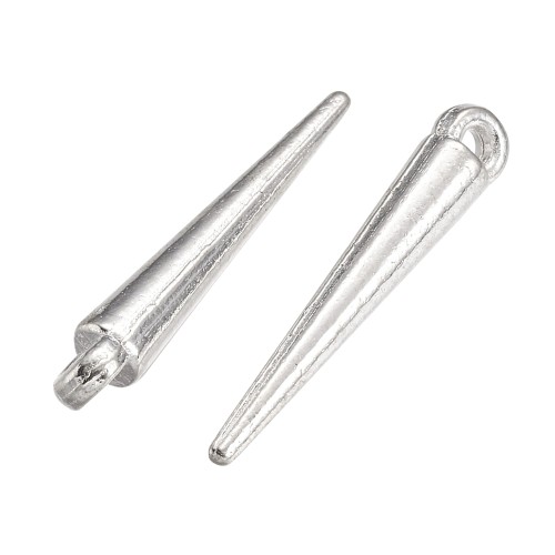 ZM404 Zawieszka metalowa do biżuterii kolec kolce 3x21mm gothic 5szt - srebrne