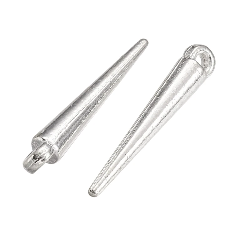 ZM404 Zawieszka metalowa do biżuterii kolec kolce 3x21mm gothic 5szt - srebrne