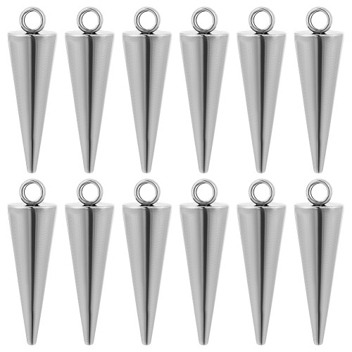ZSS417 Zawieszka do biżuterii kolec kolce 5x18mm punk gothic 12szt stal nierdzewna