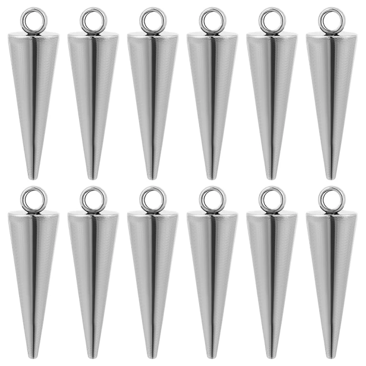 ZSS417 Zawieszka do biżuterii kolec kolce 5x18mm punk gothic 12szt stal nierdzewna