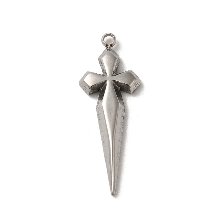 ZSS421 Zawieszka do biżuterii krzyż sztylet 8x22mm punk gotyk stal nierdzewna