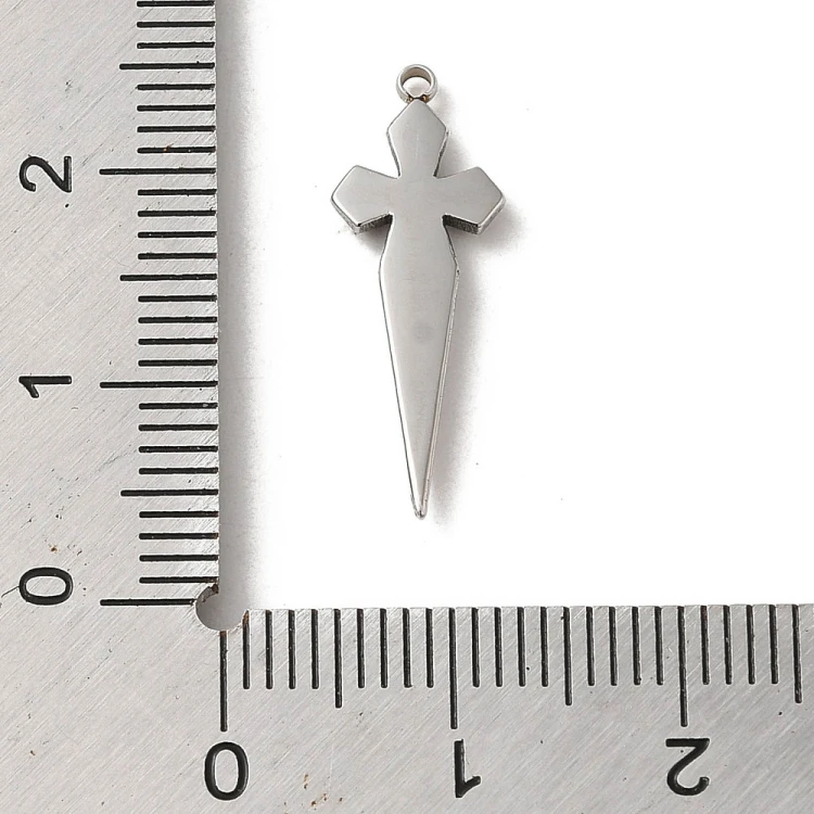 ZSS421 Zawieszka do biżuterii krzyż sztylet 8x22mm punk gotyk stal nierdzewna