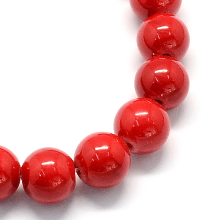 JAD160 Jadeit Mashan kamień naturalny koraliki kule 8mm sznur 48szt czerwony