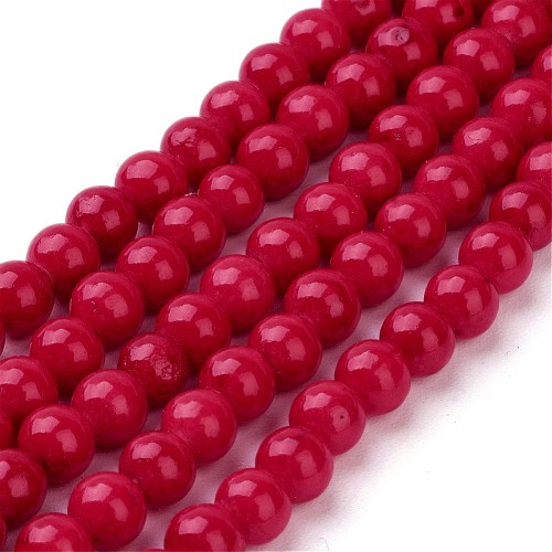 JAD161 Jadeit Mashan kamień naturalny koraliki kule 4mm sznur 92szt czerwony