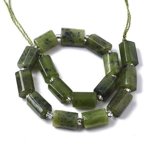 JAD163 Jadeit kanadyjski kamień naturalny koraliki walec 7x10mm sznur 16szt.