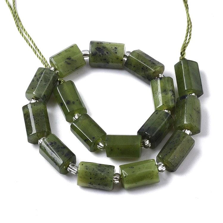 JAD163 Jadeit kanadyjski kamień naturalny koraliki walec 7x10mm sznur 16szt.