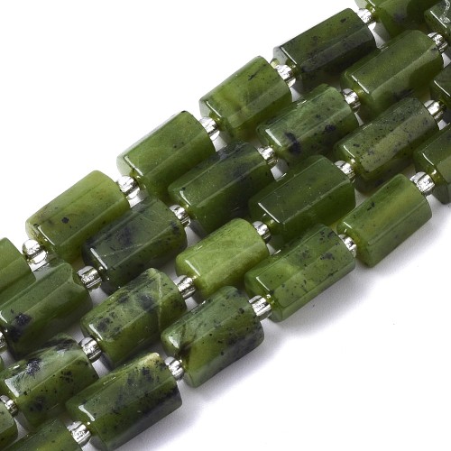 JAD163 Jadeit kanadyjski kamień naturalny koraliki walec 7x10mm sznur 16szt.