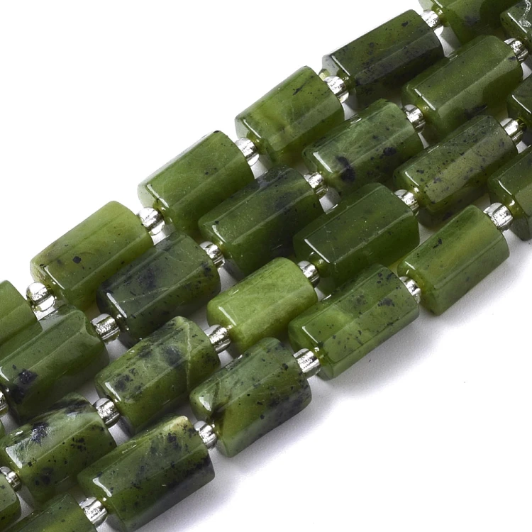 JAD163 Jadeit kanadyjski kamień naturalny koraliki walec 7x10mm sznur 16szt.