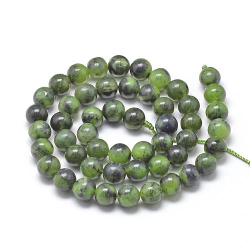 JAD164 Jadeit kanadyjski kamień naturalny koraliki kule 8mm sznur 48szt.