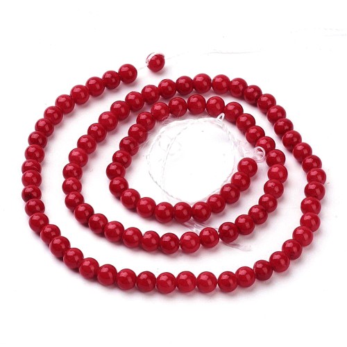 JAD161 Jadeit Mashan kamień naturalny koraliki kule 4mm sznur 92szt czerwony