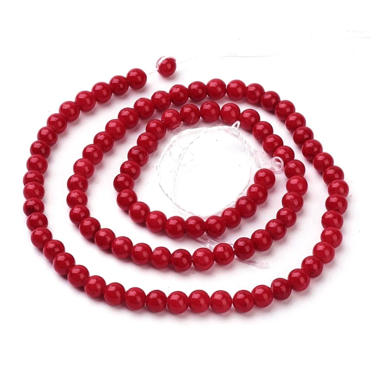 JAD161 Jadeit Mashan kamień naturalny koraliki kule 4mm sznur 92szt czerwony