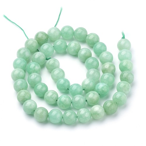 JAD169 Jadeit Birmański Myanmar kamień naturalny koraliki kule 8mm sznur 46szt.