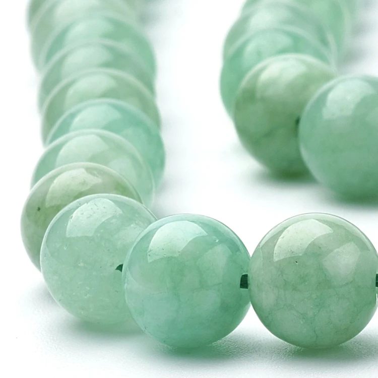 JAD169 Jadeit Birmański Myanmar kamień naturalny koraliki kule 8mm sznur 46szt.