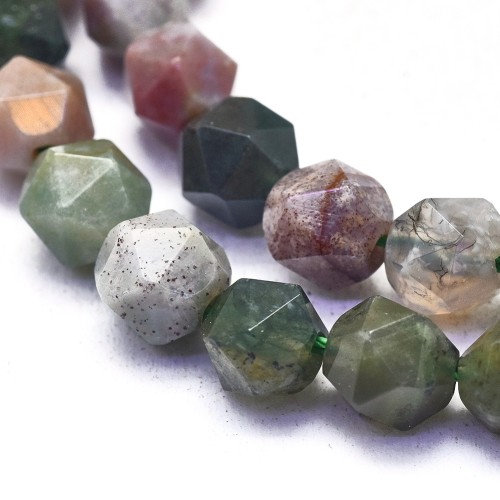 AGF75 Agat Indian indyjski kamień naturalny koraliki kule 6mm fasetowane sznur 60szt
