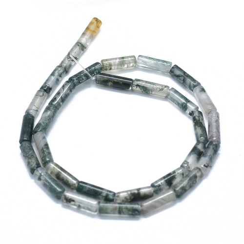 AGP162 Agat Moss mszysty kamień naturalny koraliki walce patyczki 4x13mm