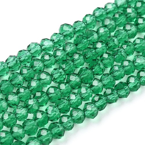 KFR182 Koraliki szklane rondelle 4x3,5mm kryształki fasetowane 110szt zielone
