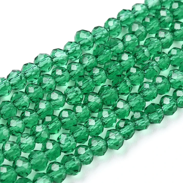 KFR182 Koraliki szklane rondelle 4x3,5mm kryształki fasetowane 110szt zielone