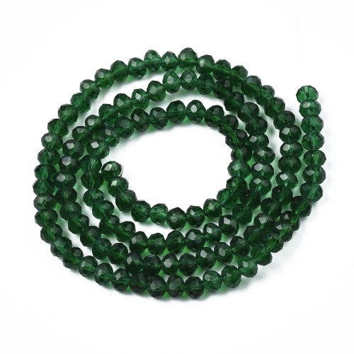 KFR184 Koraliki szklane rondelle 4x3,5mm kryształki fasetowane 110szt c.zielone