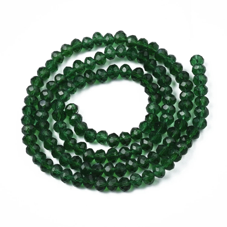 KFR184 Koraliki szklane rondelle 4x3,5mm kryształki fasetowane 110szt c.zielone