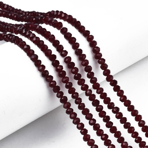 KFR187 Koraliki szklane rondelle 4x3,5mm kryształki fasetowane 110szt burgundowe
