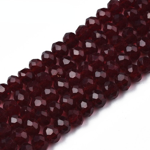 KFR187 Koraliki szklane rondelle 4x3,5mm kryształki fasetowane 110szt burgundowe