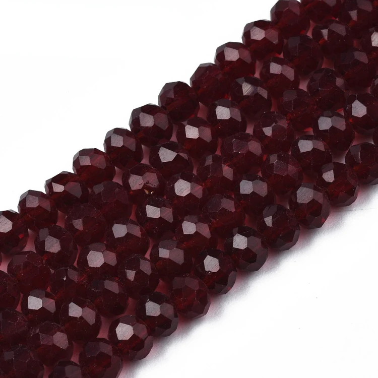KFR187 Koraliki szklane rondelle 4x3,5mm kryształki fasetowane 110szt burgundowe